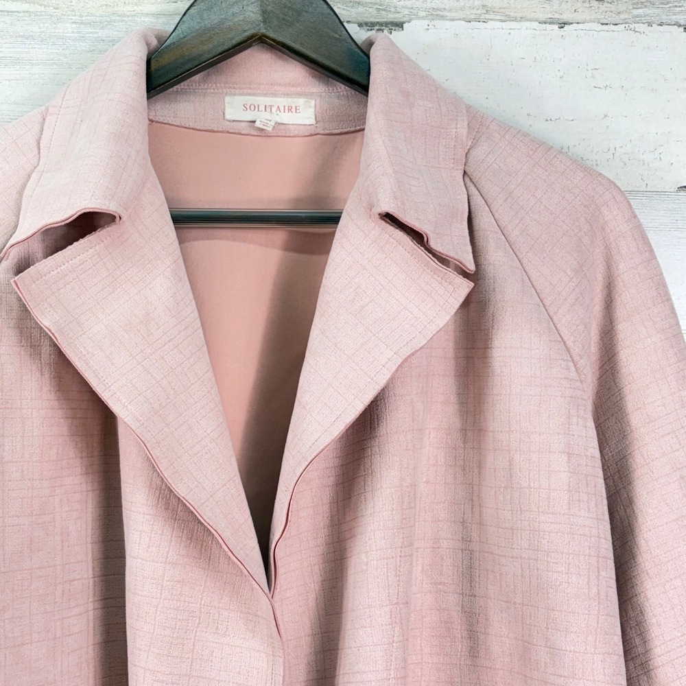 Solitaire Anthropologie Dusty Rose‎ Textured Grid Open Front Jacket Pink Size M